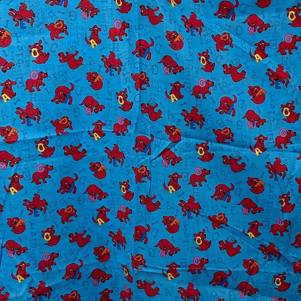 Cotton Quilt Blue Alphabet School Teacher Clifford The Big Red Dog by the Yard * - Picture 5 of 5